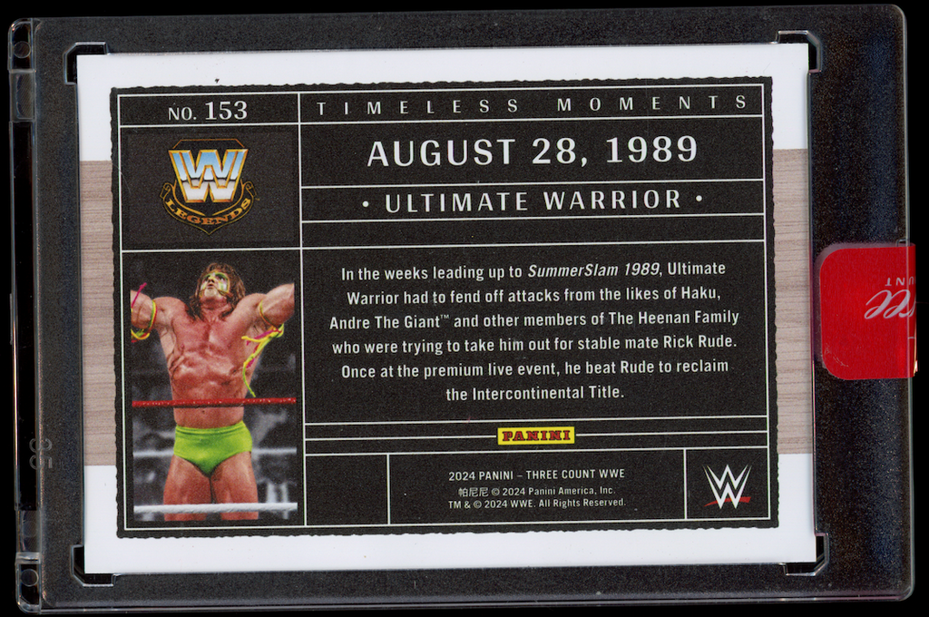 ULTIMATE WARRIOR 2024 Panini Three Count Timeless Moments Red /25 #153 Legends