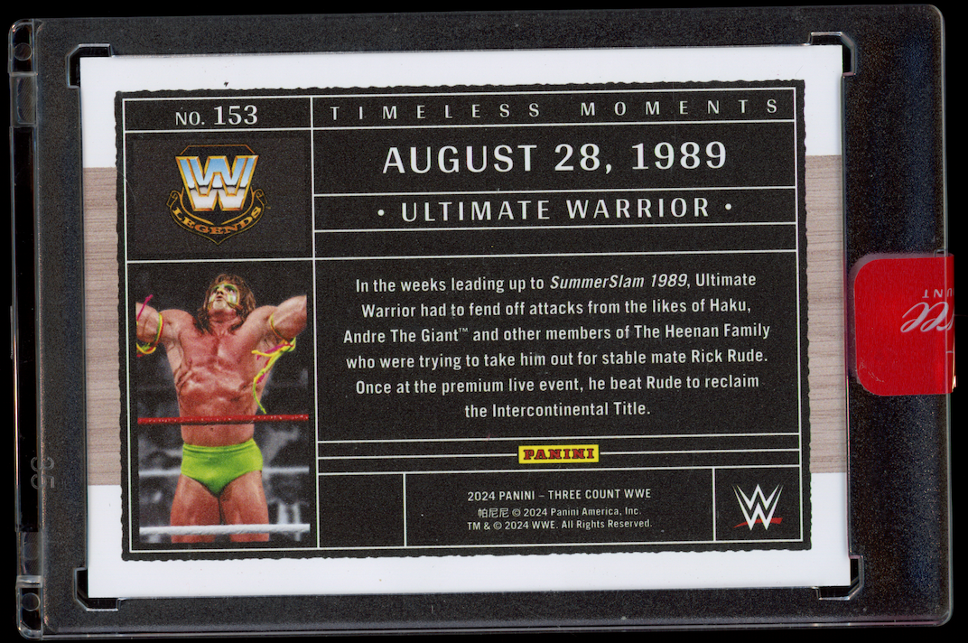 ULTIMATE WARRIOR 2024 Panini Three Count Timeless Moments Red /25 #153 Legends