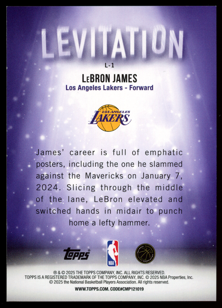 LEBRON JAMES 2025-26 Topps Flagship Levitation Black Parallel /10 #L-1 Lakers