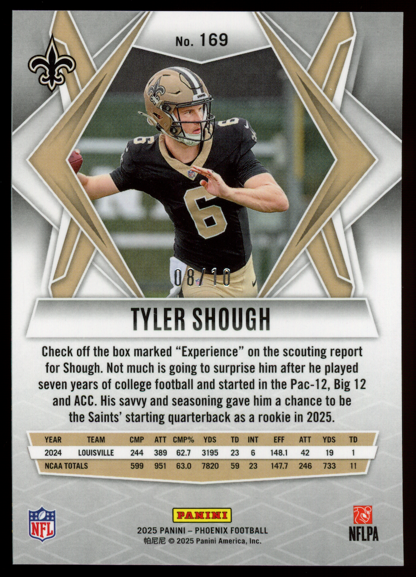 TYLER SHOUGH 2025 Panini Phoenix Rookie Gold Pandora Prizm /10 #169 Saints