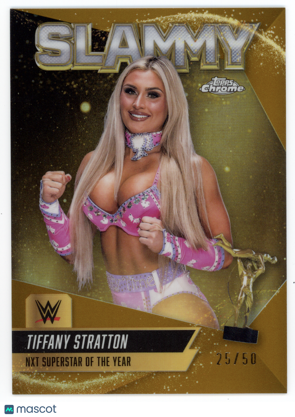 TIFFANY STRATTON 2025 Topps Chrome Slammy Gold Refractor /50 #SMY-TST SmackDown