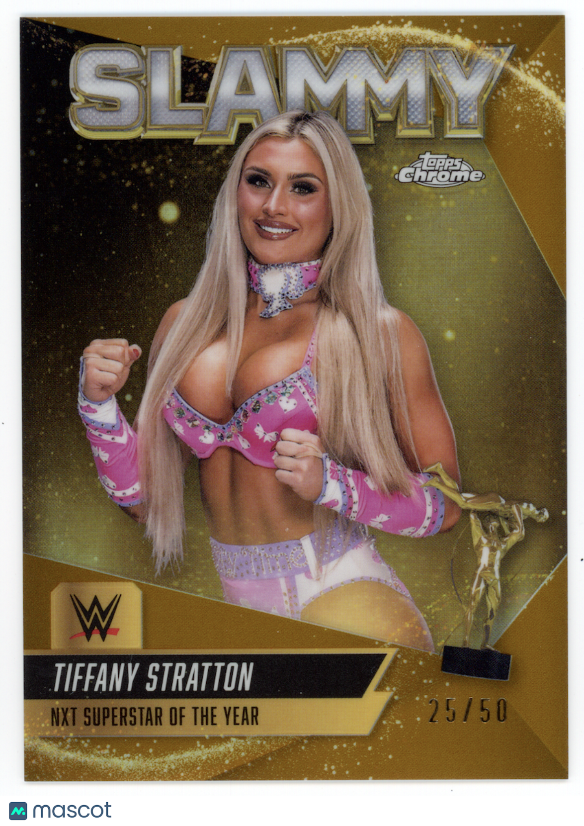 TIFFANY STRATTON 2025 Topps Chrome Slammy Gold Refractor /50 #SMY-TST SmackDown