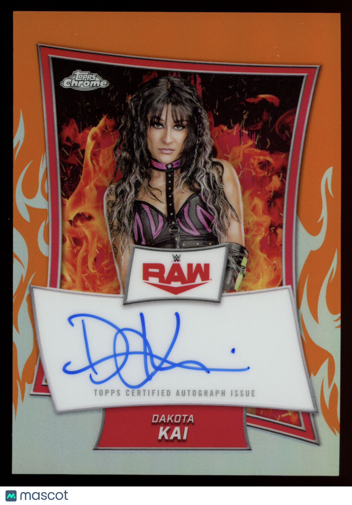 DAKOTA KAI 2025 Topps WWE Chrome Red Brand Auto Orange Refractor /25 #RBA-DAK