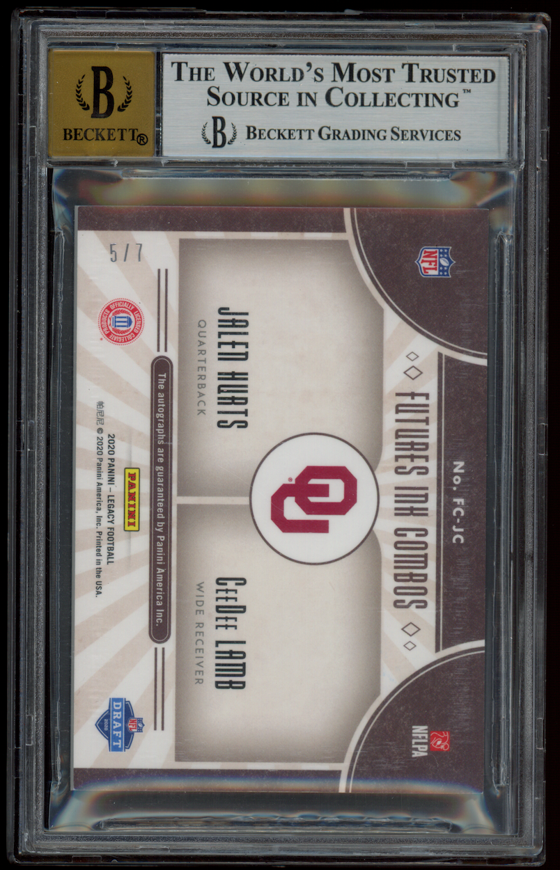JALEN HURTS CEEDEE LAMB 2020 Panini Legacy Rookie Futures Ink Combo Gold Auto /7