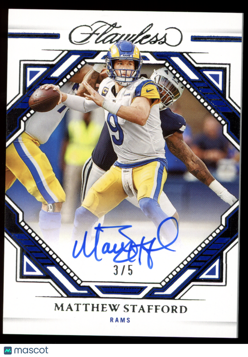 MATTHEW STAFFORD 2022 Panini Flawless Frame Auto Sapphire /5 #FFS-MS Rams