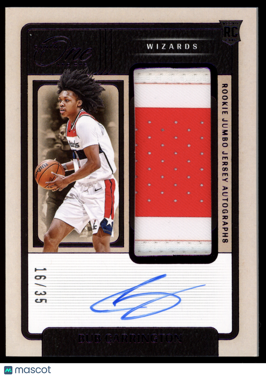 BUB CARRINGTON 2024-25 Panini One and One Rookie Jumbo Jersey Auto /35 #RJJ-BUB
