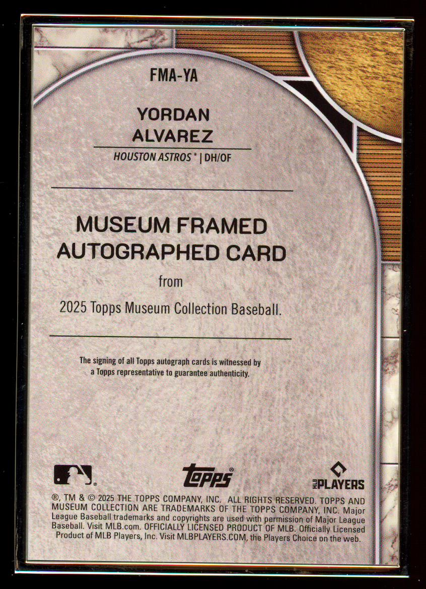 YORDAN ALVAREZ 2025 Topps Museum Collection Silver Framed Auto /25 #FMAYA Astros