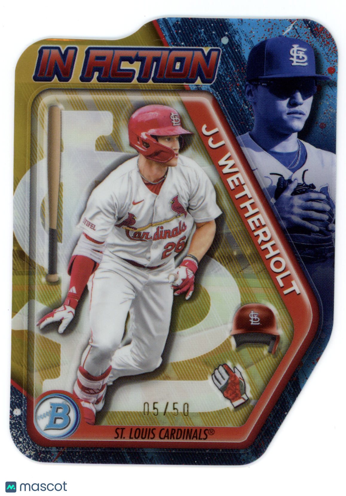 JJ WETHERHOLT 2025 Bowman Chrome In Action Gold Refractor /50 #BIA-25 Cardinals