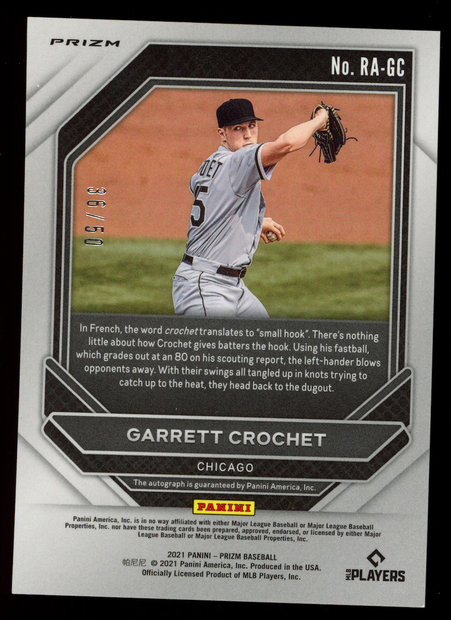 GARRETT CROCHET 2021 Panini Prizm Rookie Auto Blue /50 #RA-GC White Sox