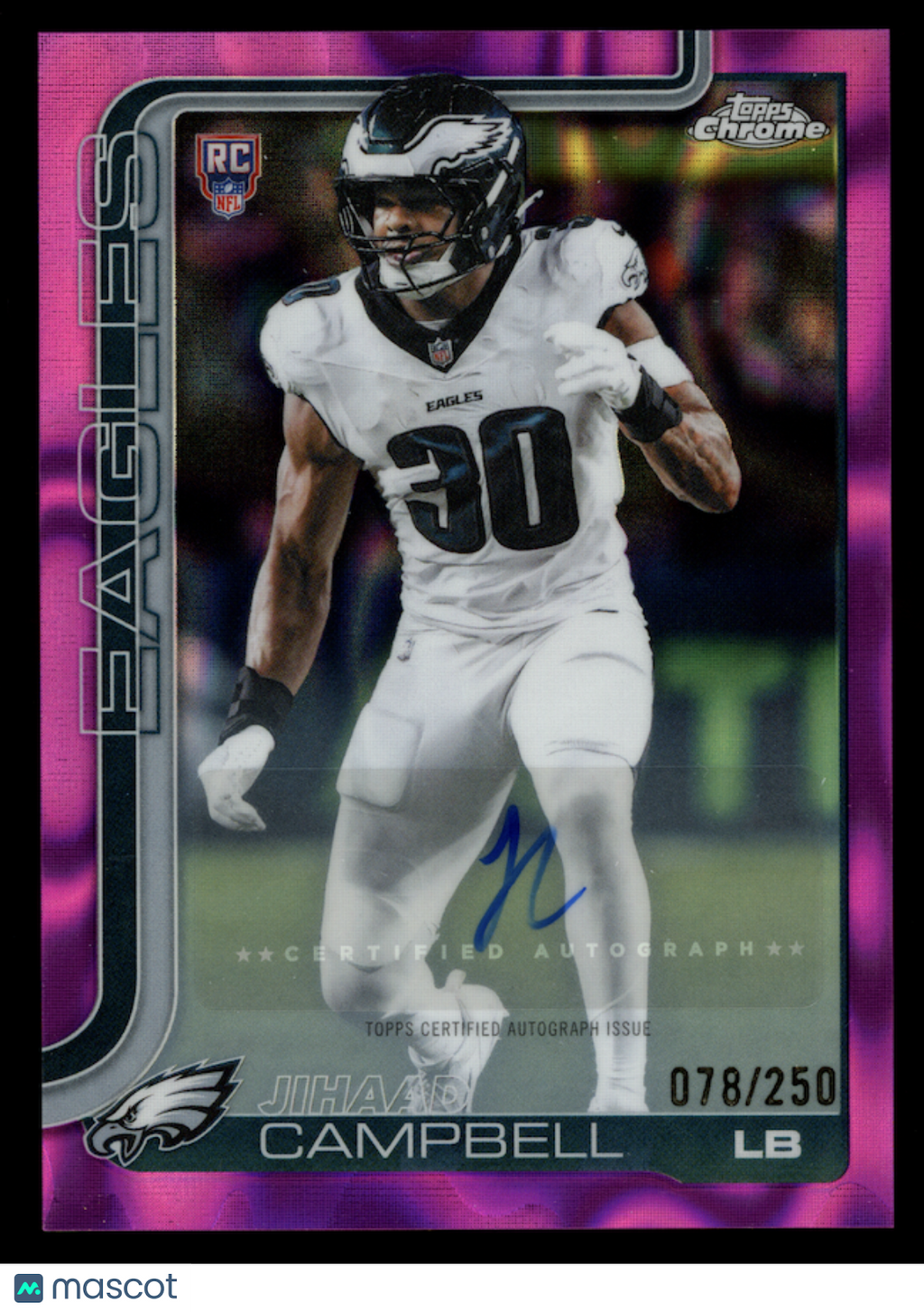 JIHAAD CAMPBELL 2025 Topps Chrome Rookie Auto Pink Lava Refractor /250 #RA-JC