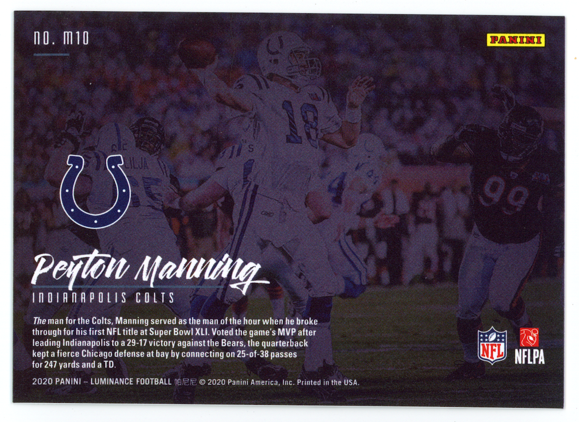 PEYTON MANNING 2020 Panini Luminance Moments Case Hit SSP #M10 Colts