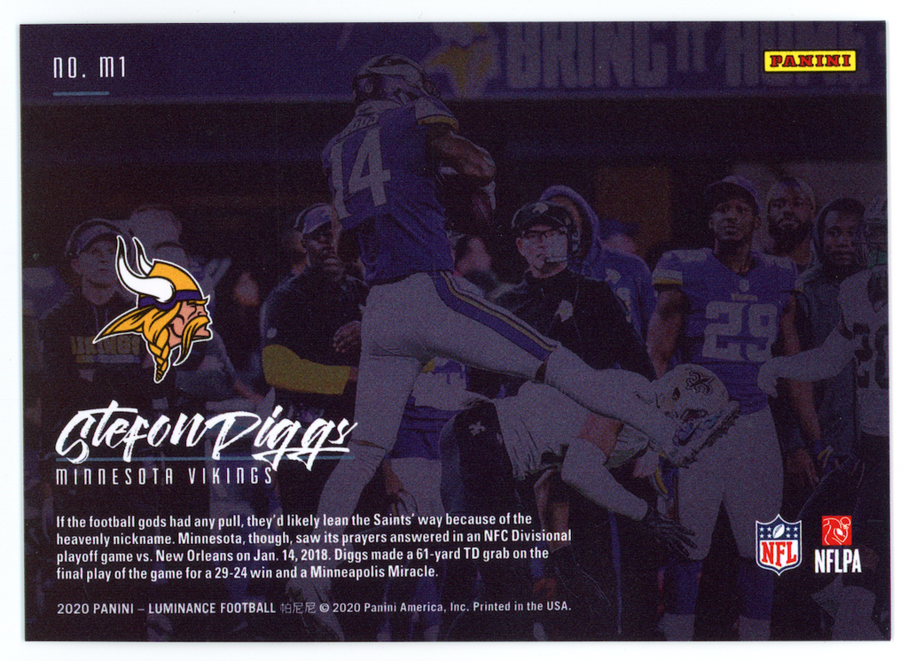 STEFON DIGGS 2020 Panini Luminance Moments Case Hit SSP #M1 Vikings