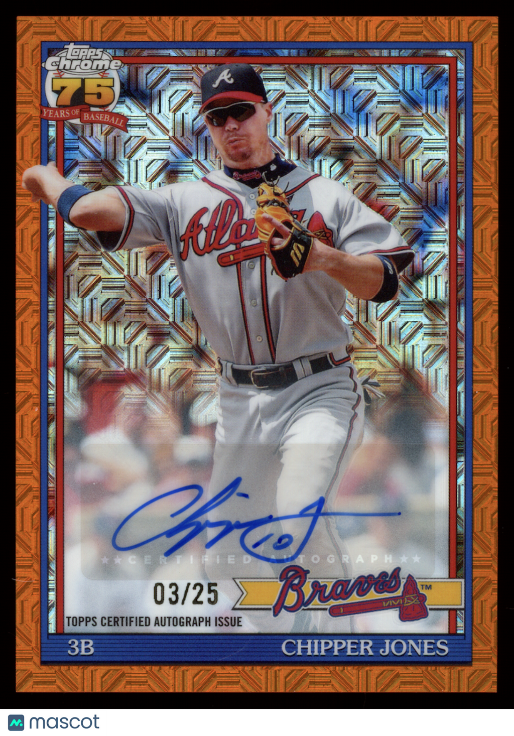 CHIPPER JONES 2026 Topps Series 1 Chrome Orange Mojo Auto /25 #91C-12 Braves