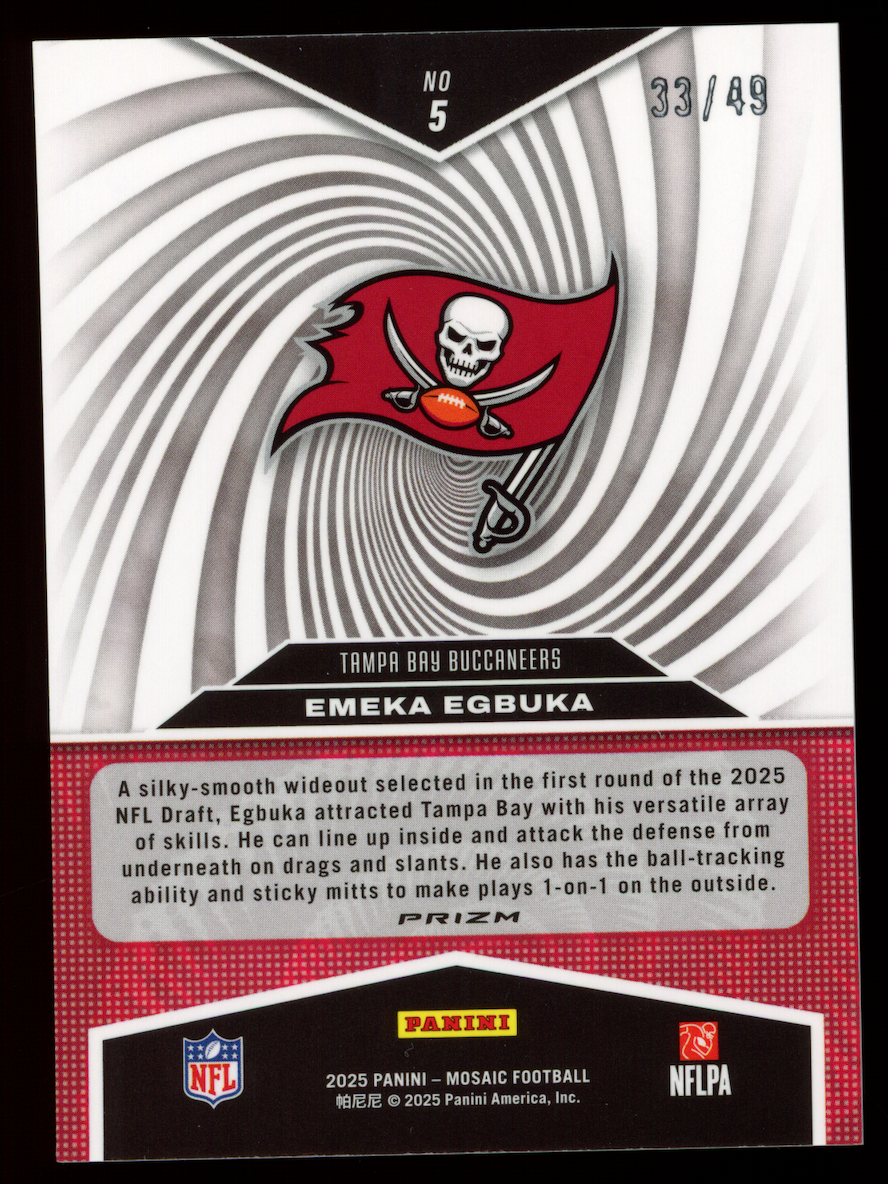 EMEKA EGBUKA 2025 Panini Mosaic Storm Rookie Purple Prizm /49 #5 Buccaneers