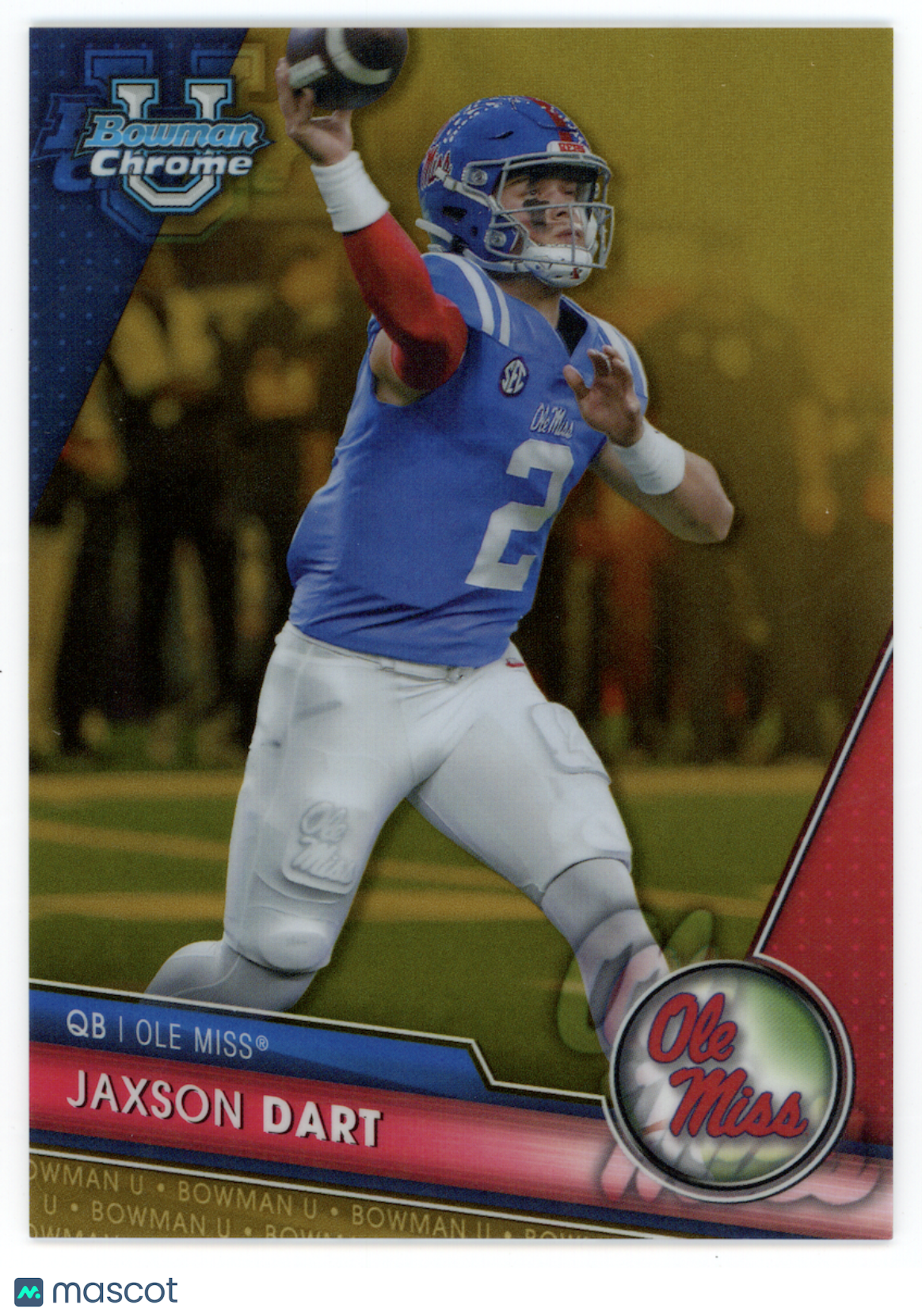 JAXSON DART 2023 Bowman University Chrome Gold Refractor /50 #191 Ole Miss