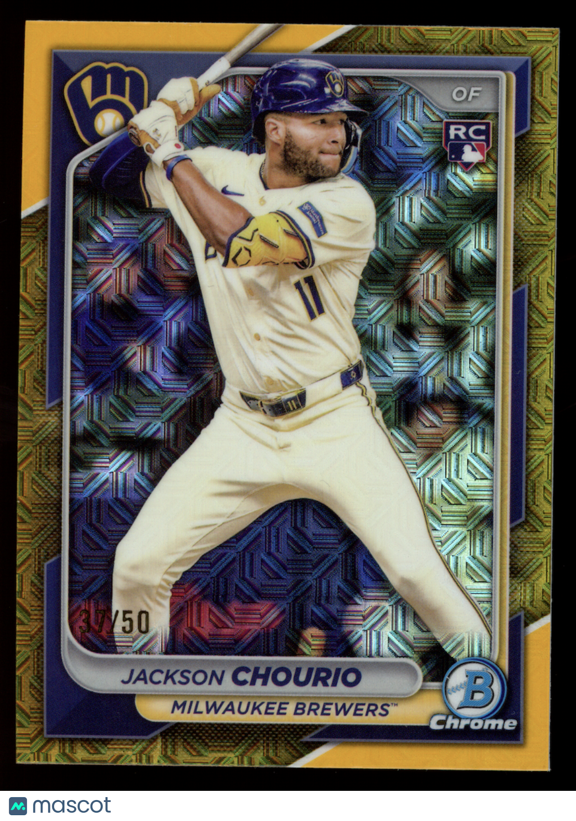JACKSON CHOURIO 2024 Bowman Chrome Mega Gold Mojo Refractor Rookie /50 #69