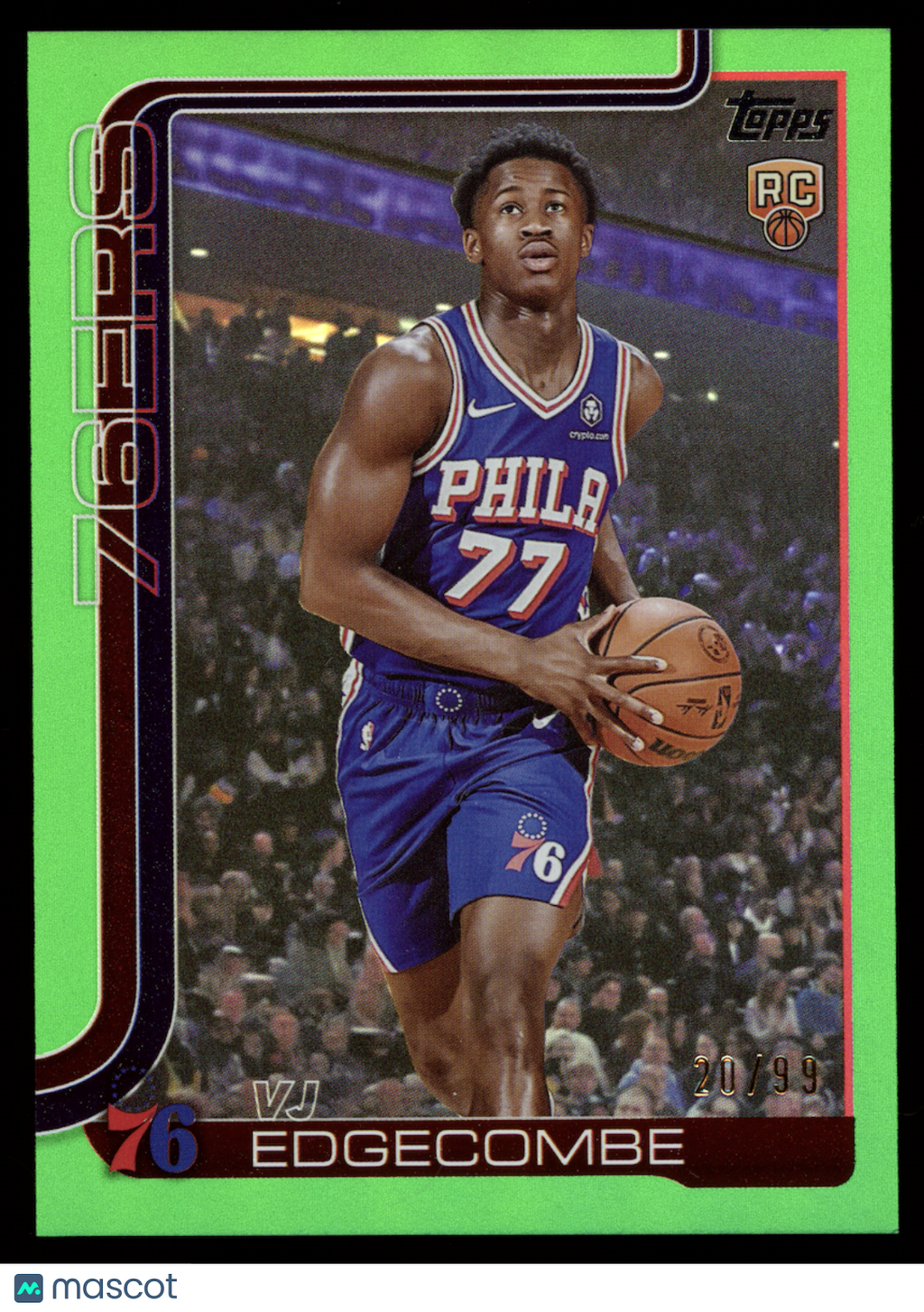 VJ EDGECOMBE 2025-26 Topps Flagship Rookie Green Rainbow Foil /99 #203 76ers