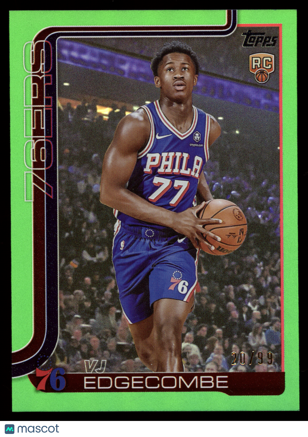 VJ EDGECOMBE 2025-26 Topps Flagship Rookie Green Rainbow Foil /99 #203 76ers