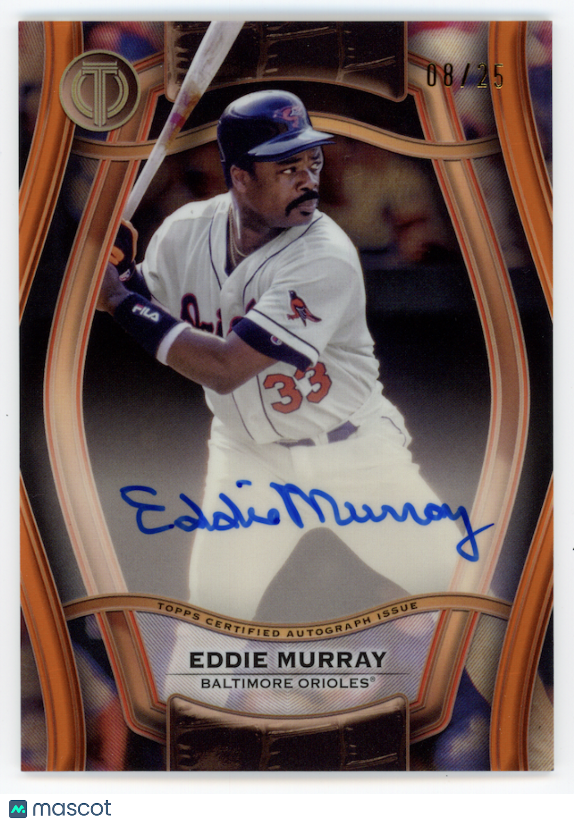 EDDIE MURRAY 2025 Topps Tribute Pillars Game Orange Auto /25 #PTGA-MUR Orioles