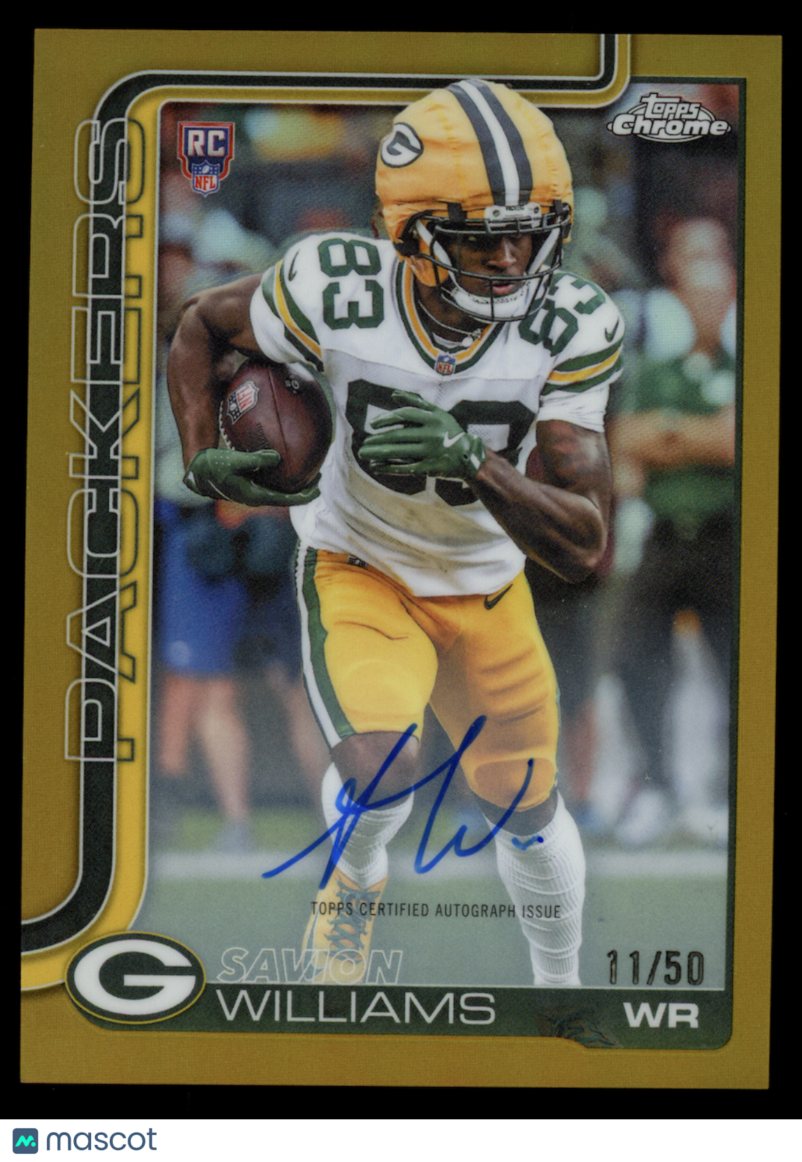 SAVION WILLIAMS 2025 Topps Chrome Rookie Auto Gold Refractor /50 #RA-SW Packers