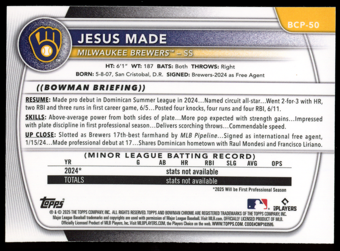 JESUS MADE 2025 Bowman Chrome Mega Image Variation Mojo Refractor #BCP-50