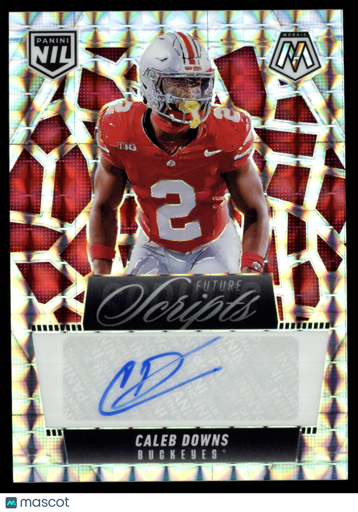 CALEB DOWNS 2025 Panini Mosaic Future Scripts Prizm Auto #FSC-CDS Ohio State