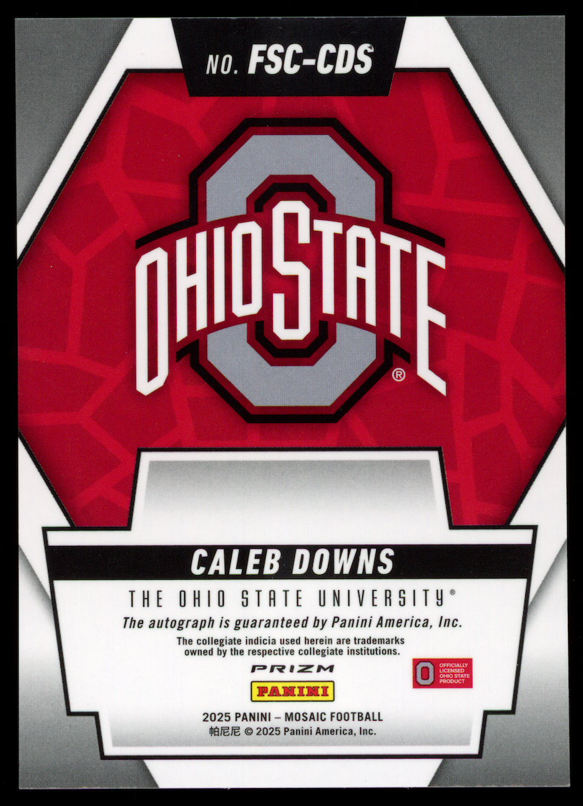 CALEB DOWNS 2025 Panini Mosaic Future Scripts Prizm Auto #FSC-CDS Ohio State