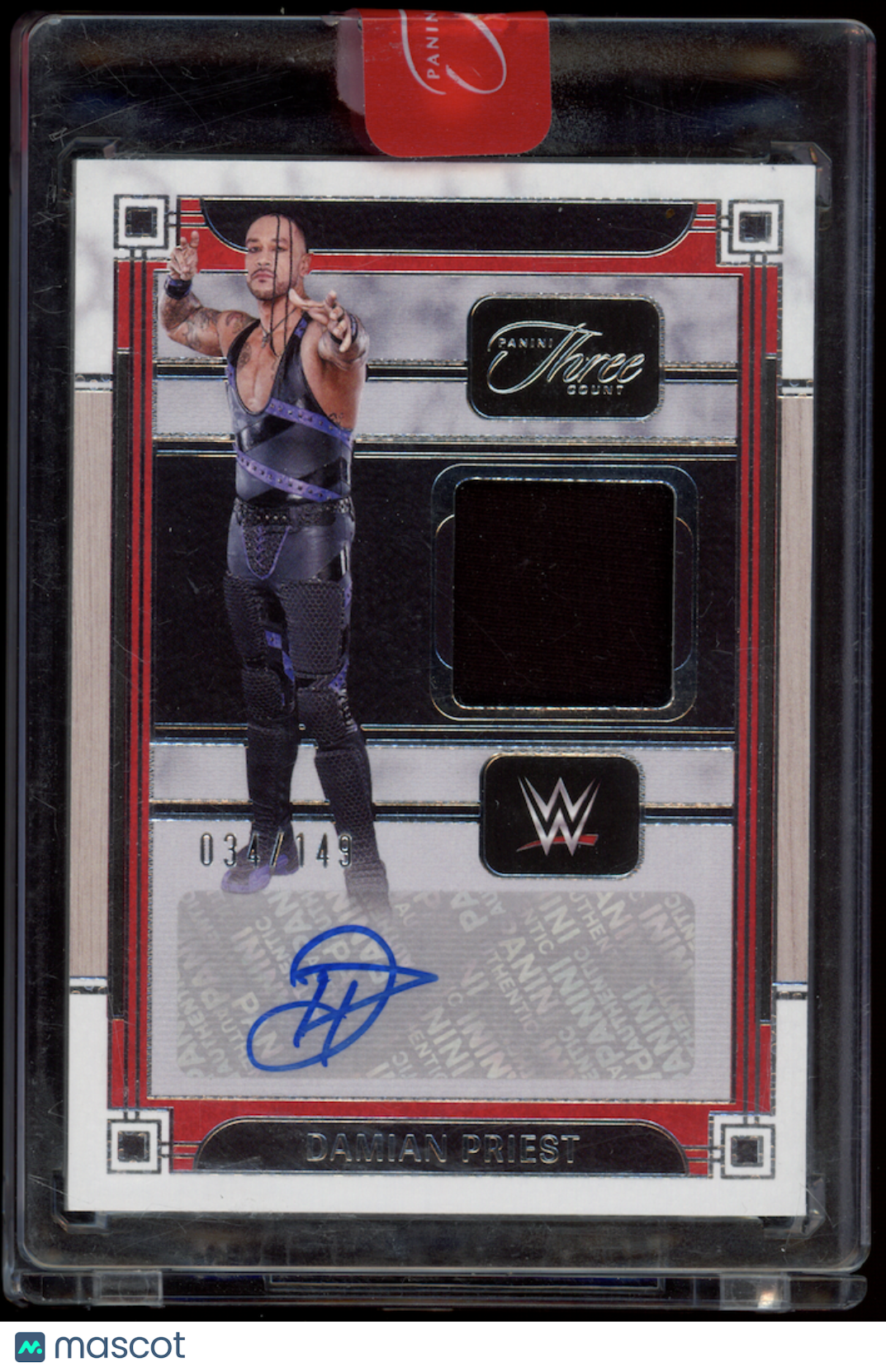 DAMIAN PRIEST 2024 Panini Three Count WWE Material Patch Auto /149 #MA-DPR