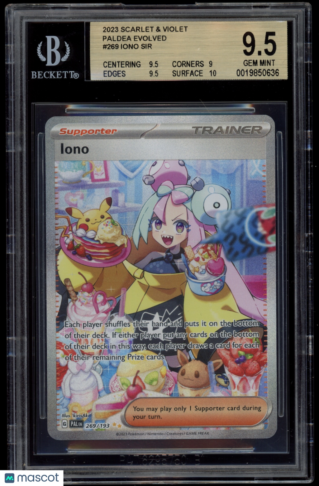 IONO 2023 Pokemon S&V Paldea Evolved Special Illustration Rare #269 BGS 9.5