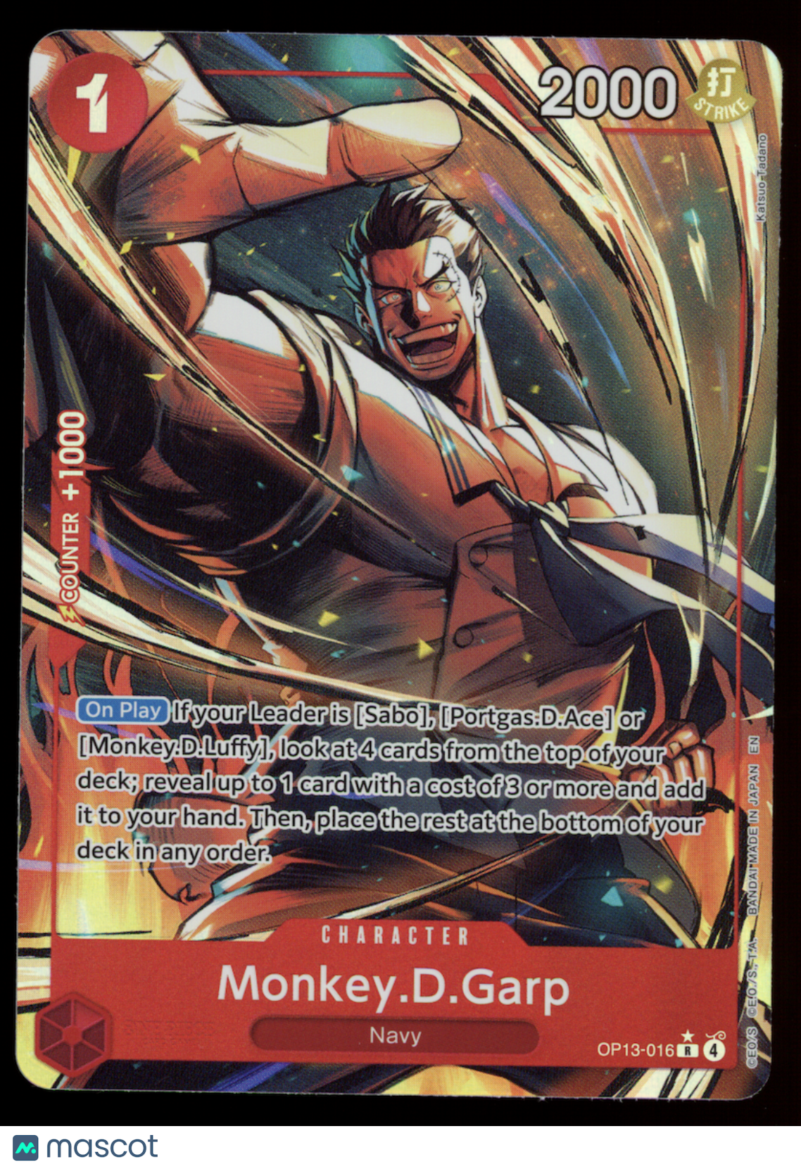 MONKEY.D.GARP 2025 One Piece Carrying On His Will #OP13-016 Alt Art Rare