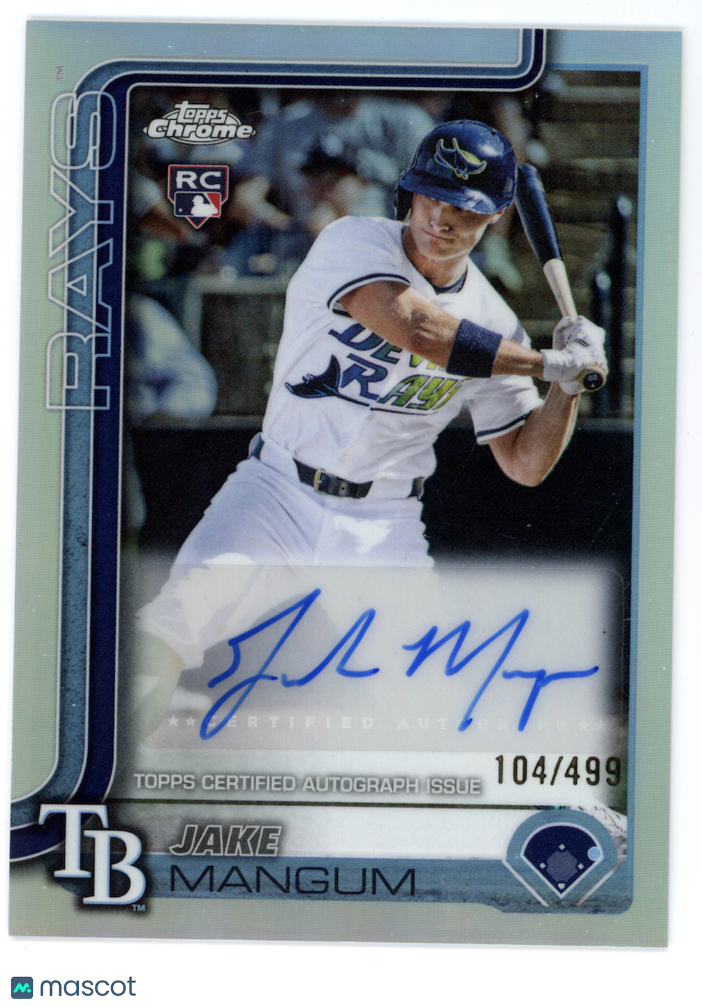 JAKE MANGUM 2025 Topps Chrome Rookie Refractor Auto /499 #AC-JM Rays