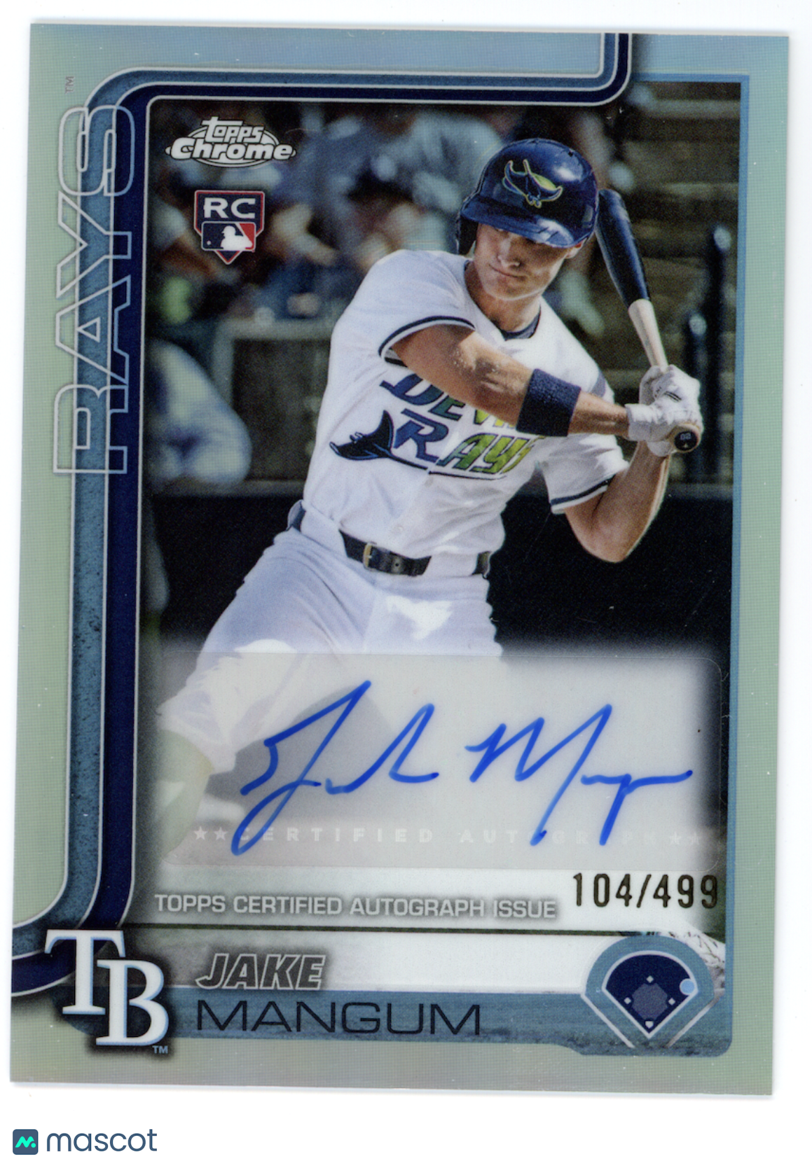 JAKE MANGUM 2025 Topps Chrome Rookie Refractor Auto /499 #AC-JM Rays