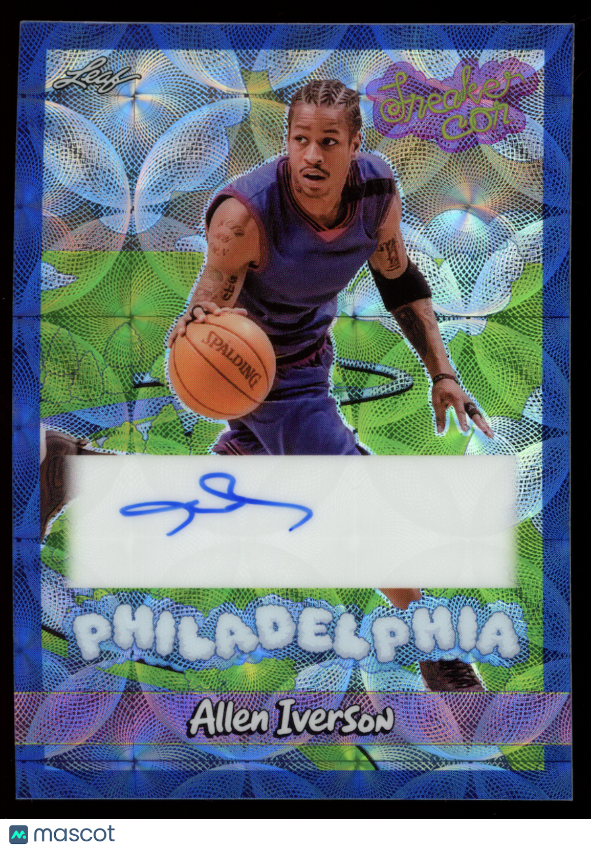 ALLEN IVERSON 2026 Leaf Sneaker Con Blue Prism Auto /20 HOF #PROMO-29 76ers
