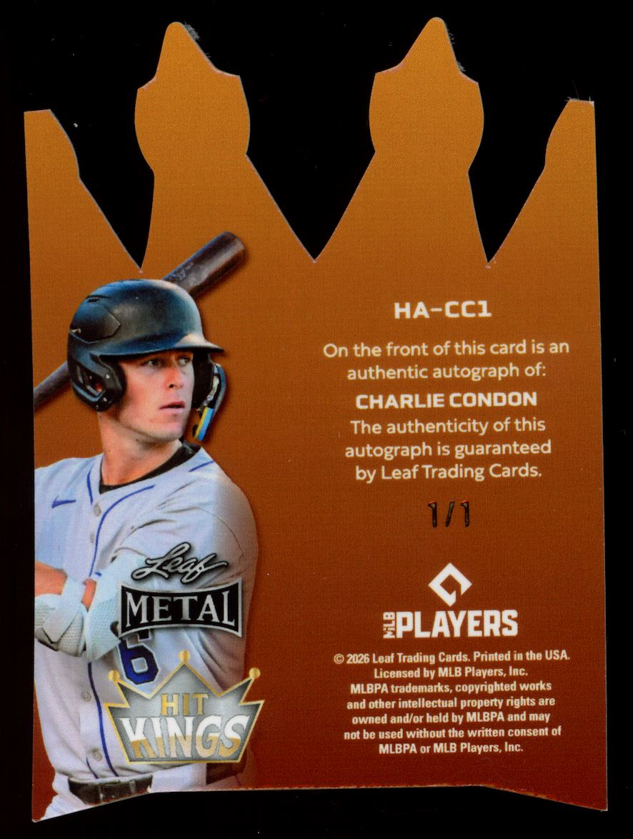 CHARLIE CONDON 2026 Leaf Metal Hit Kings Cracked Ice Auto 1/1 #HA-CC1 Rockies