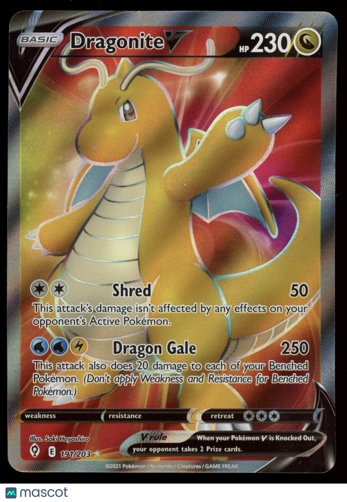 DRAGONITE V Pokemon Sword & Shield Evolving Skies #191 Ultra Rare Full Art