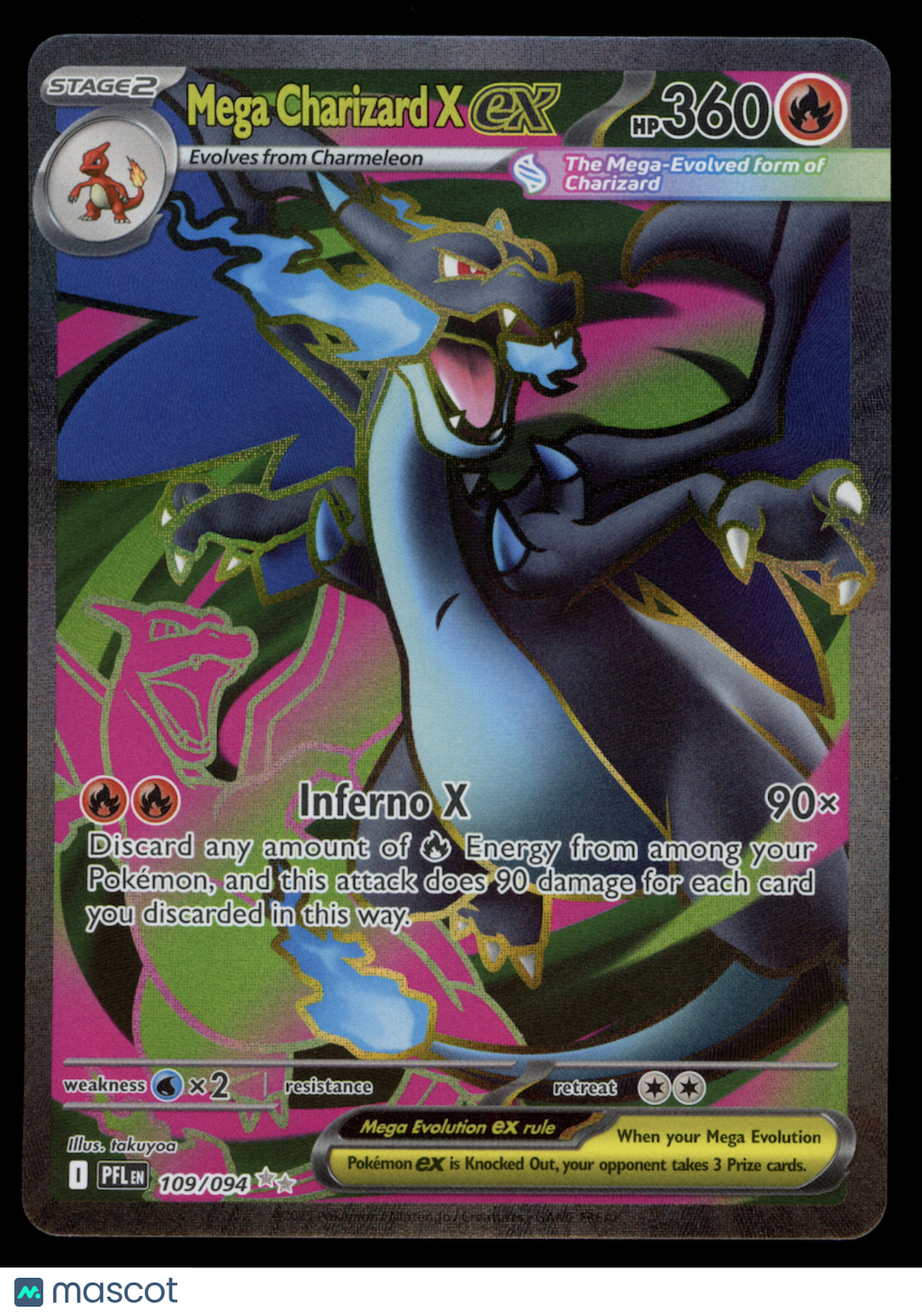 MEGA CHARIZARD X EX Pokemon Mega Evolution Phantasmal Flames #109 Ultra Rare