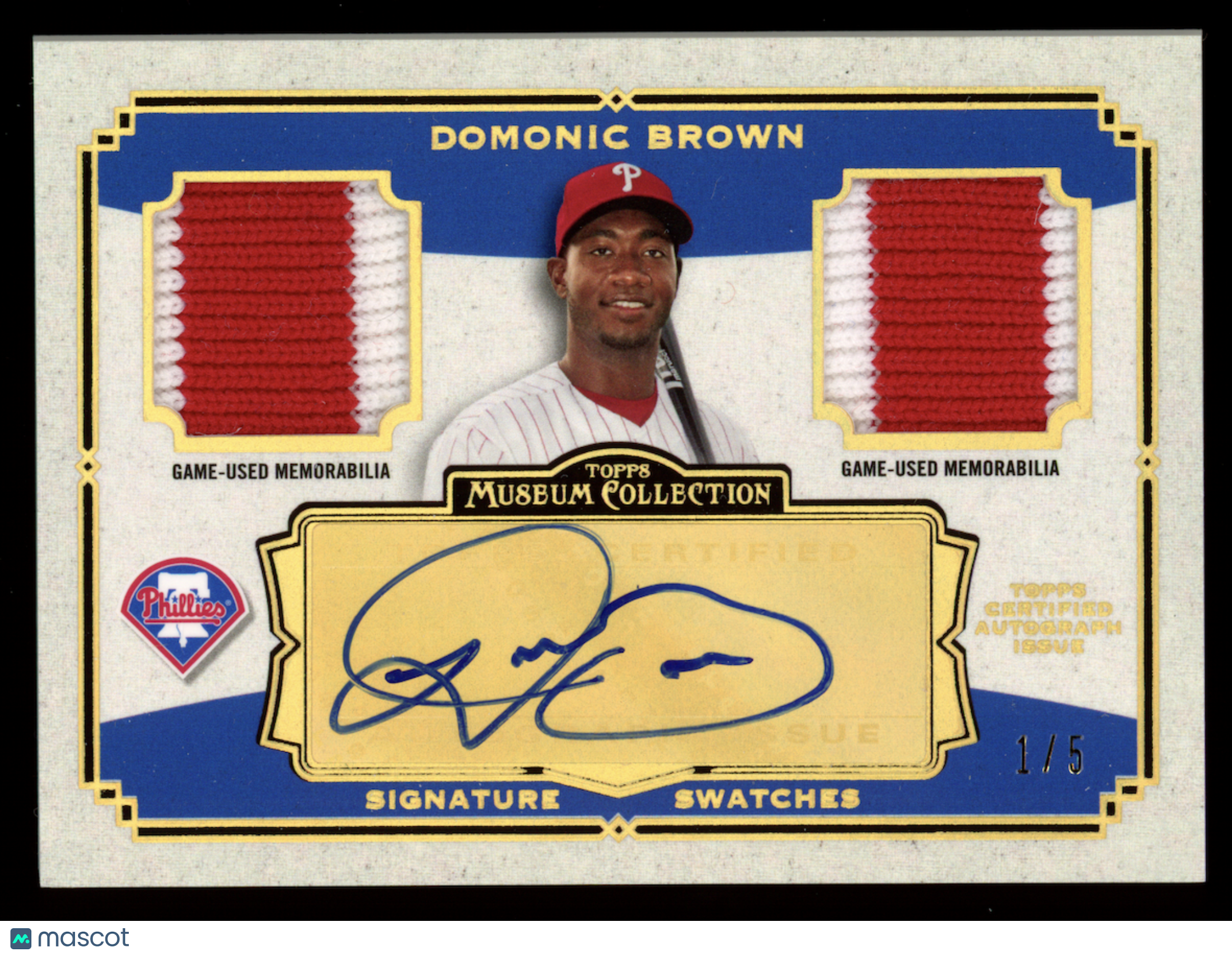 DOMONIC BROWN 2013 Topps Museum Collection Patch Auto /5 #SSADR-DB Phillies