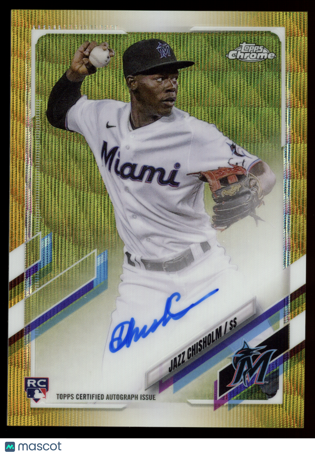 JAZZ CHISHOLM 2021 Topps Chrome Rookie Auto Gold Wave Refractor /50 #RA-JCH
