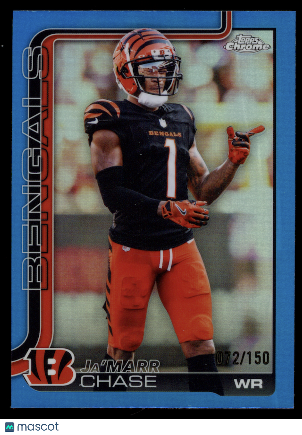 JA'MARR CHASE 2025 Topps Chrome True Blue Refractor /150 #58 Bengals