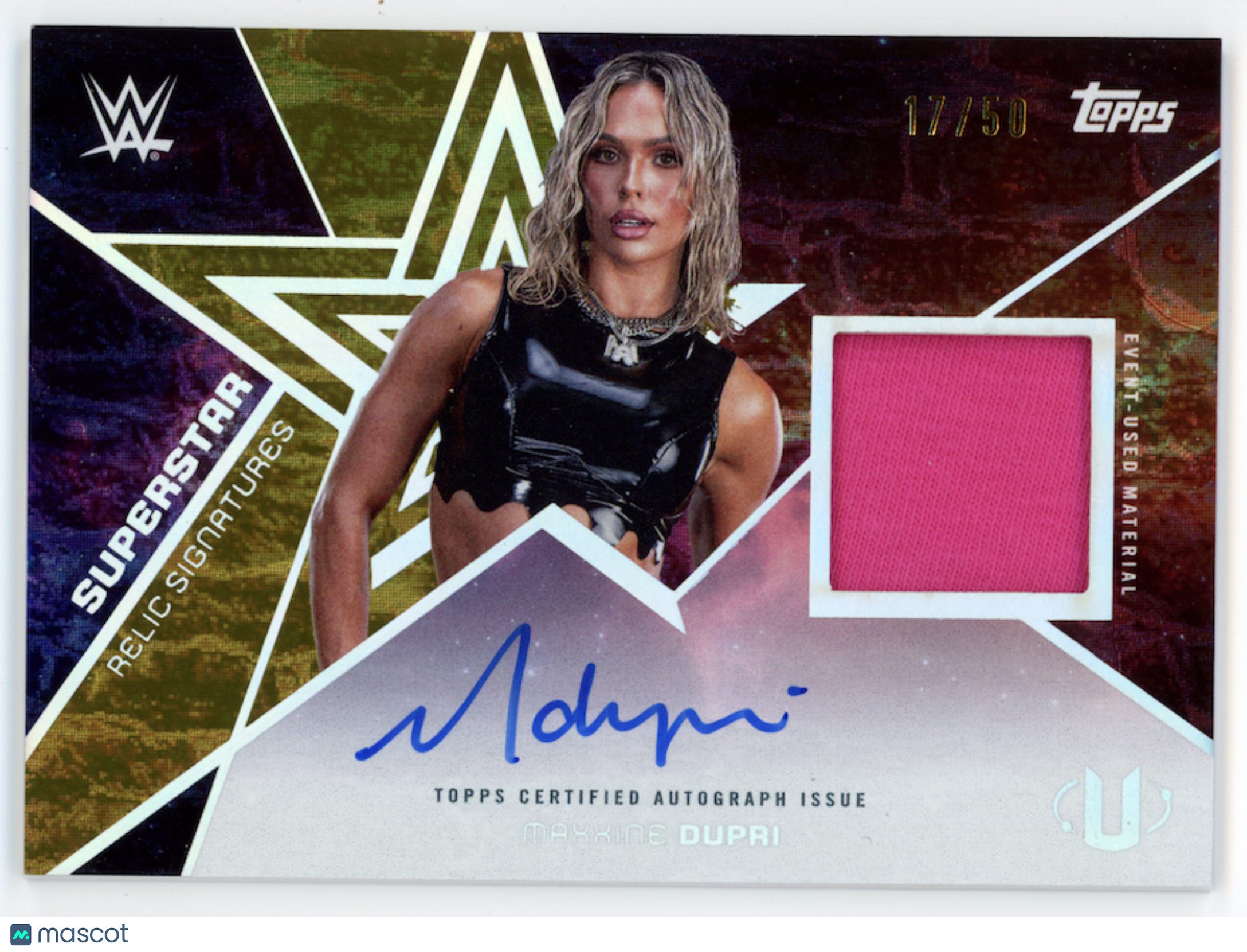 MAXXINE DUPRI 2025 Topps WWE Universe Superstar Relic Patch Auto Gold /50