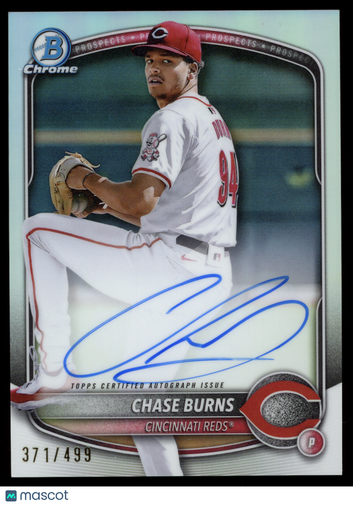 CHASE BURNS 2025 Bowman Chrome Prospect Refractor Auto /499 #CPA-CB Reds