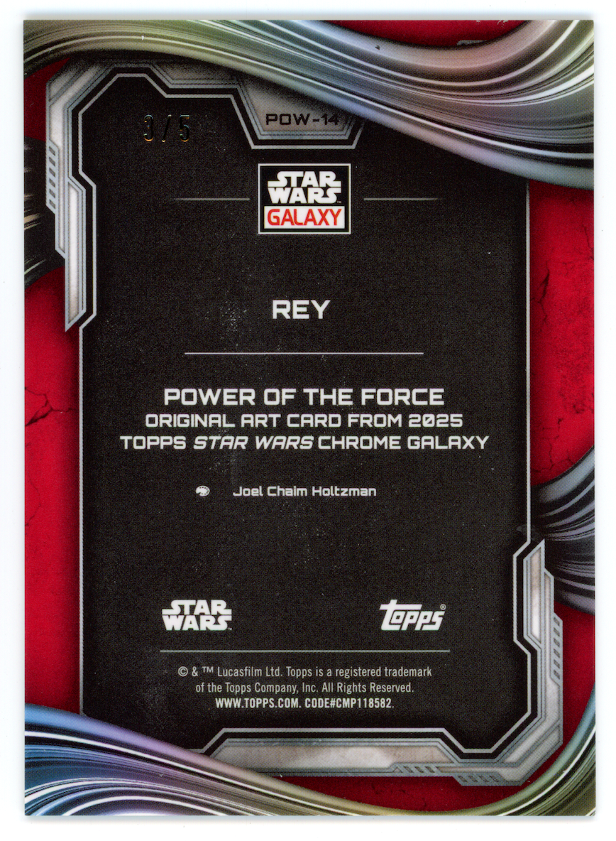 REY 2025 Topps Star Wars Chrome Galaxy Power of the Force Red /5 #POW-14
