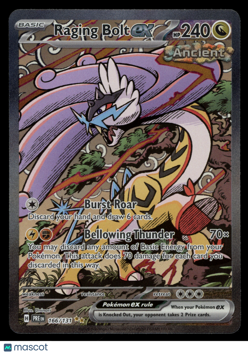 RAGING BOLT EX Pokemon S&V Prismatic Evolutions #166 Special Illustration Rare