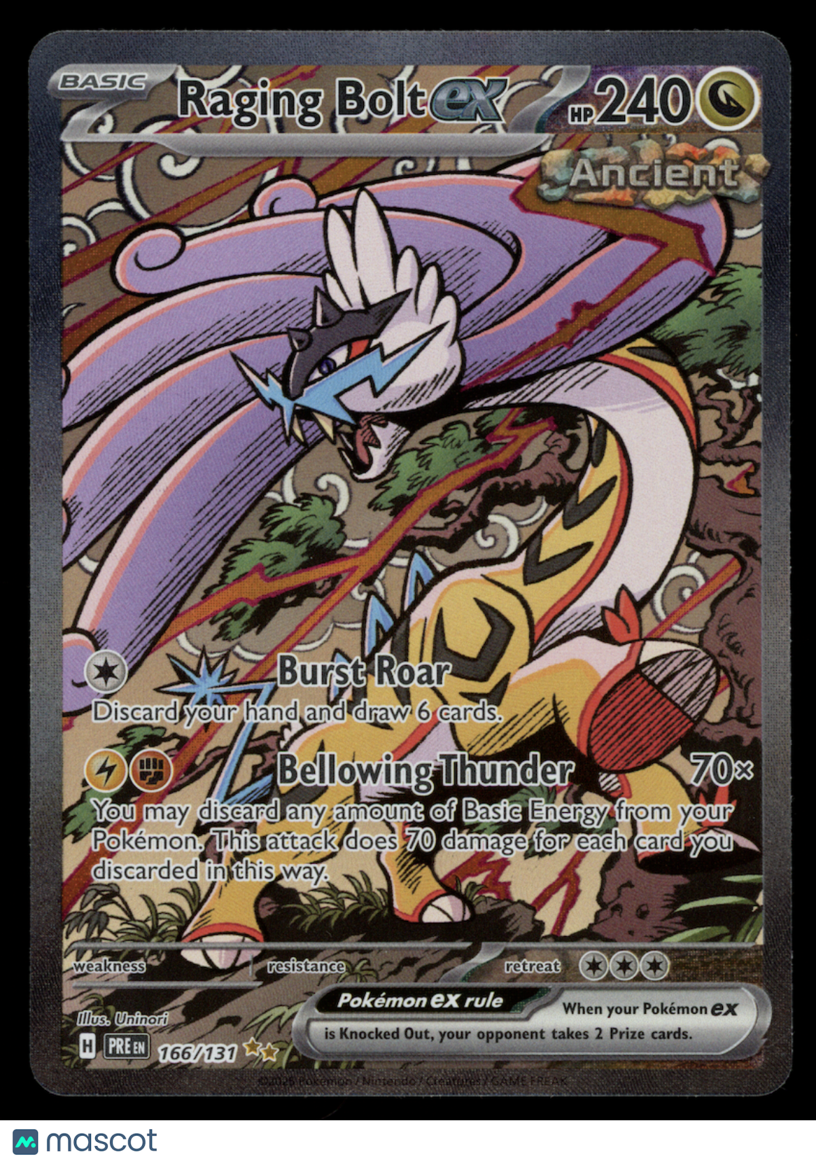RAGING BOLT EX Pokemon S&V Prismatic Evolutions #166 Special Illustration Rare