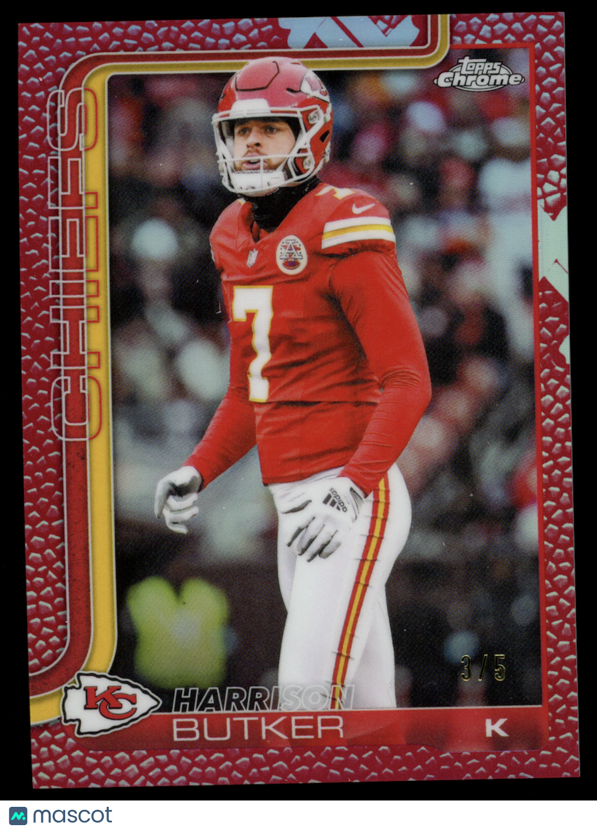HARRISON BUTKER 2025 Topps Chrome Red Leather Refractor /5 #151 Chiefs