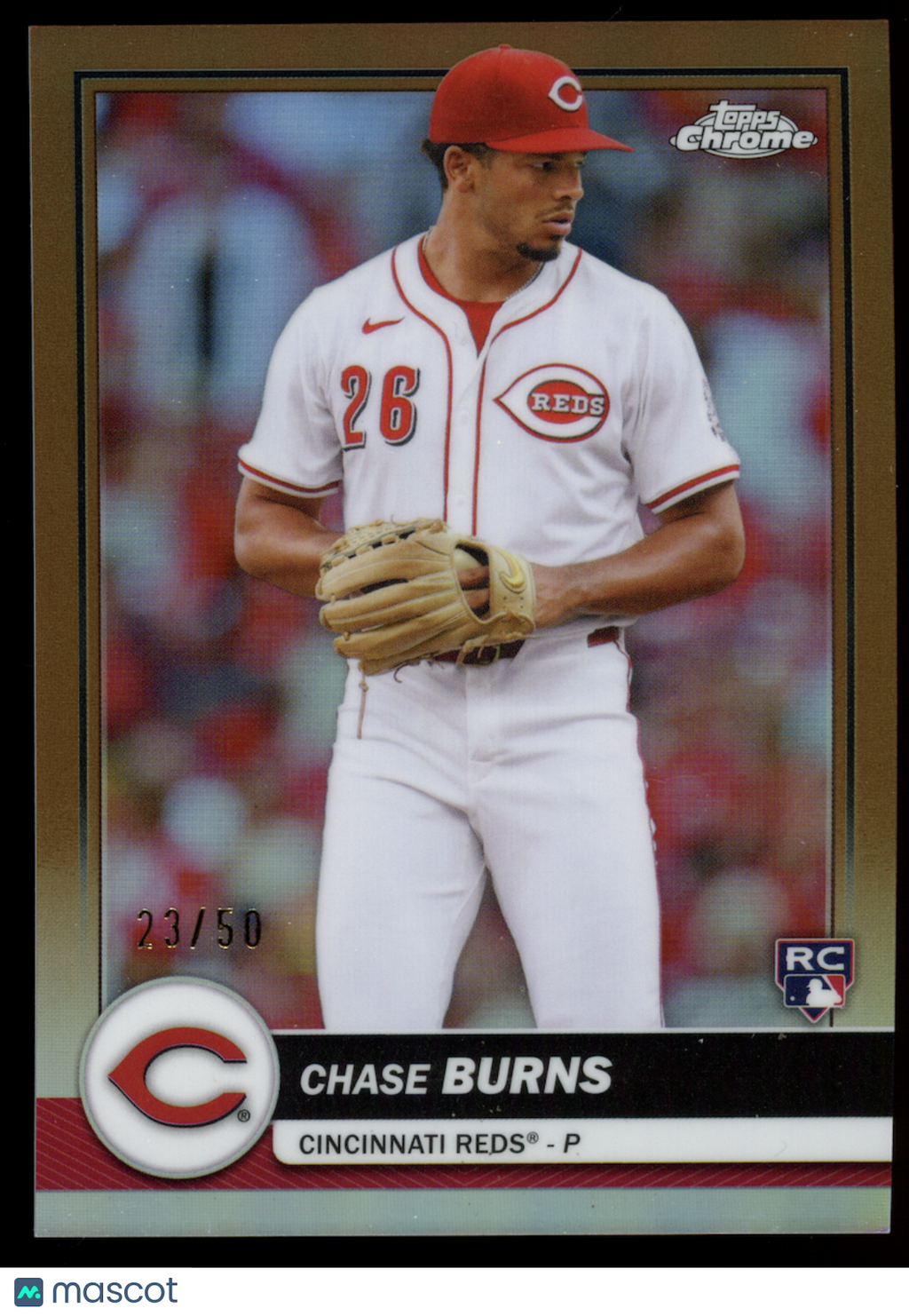CHASE BURNS 2026 Topps Flagship Chrome Gold Refractor Rookie /50 #78 Reds