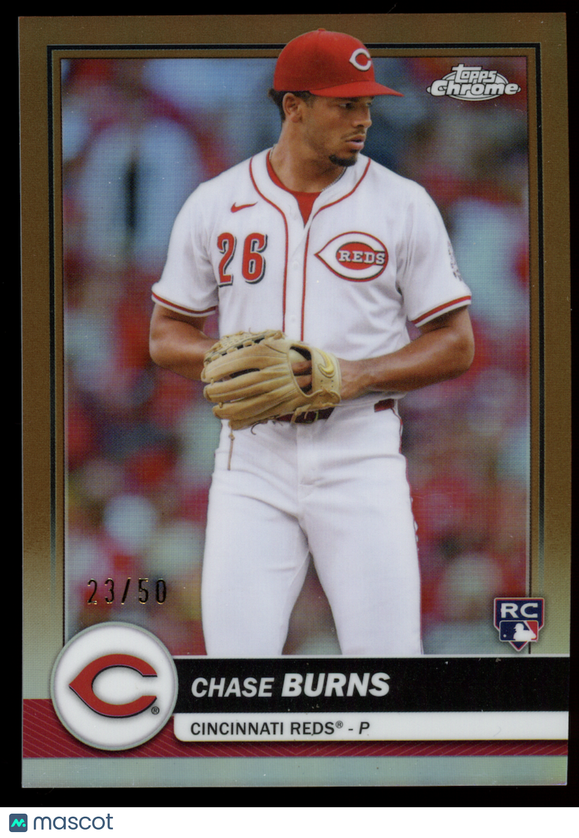 CHASE BURNS 2026 Topps Flagship Chrome Gold Refractor Rookie /50 #78 Reds