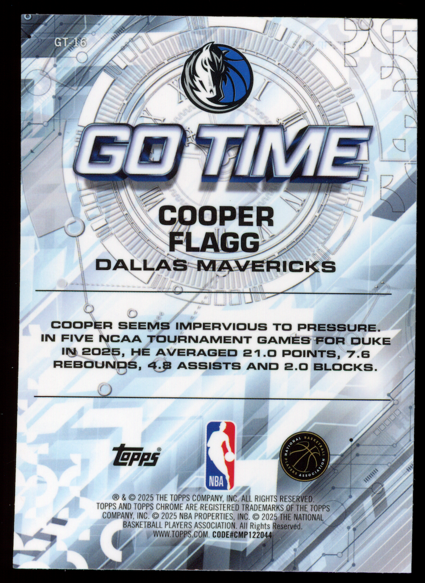 COOPER FLAGG 2025-26 Topps Chrome Go Time Rookie Magenta Refractor /399 #GT-16