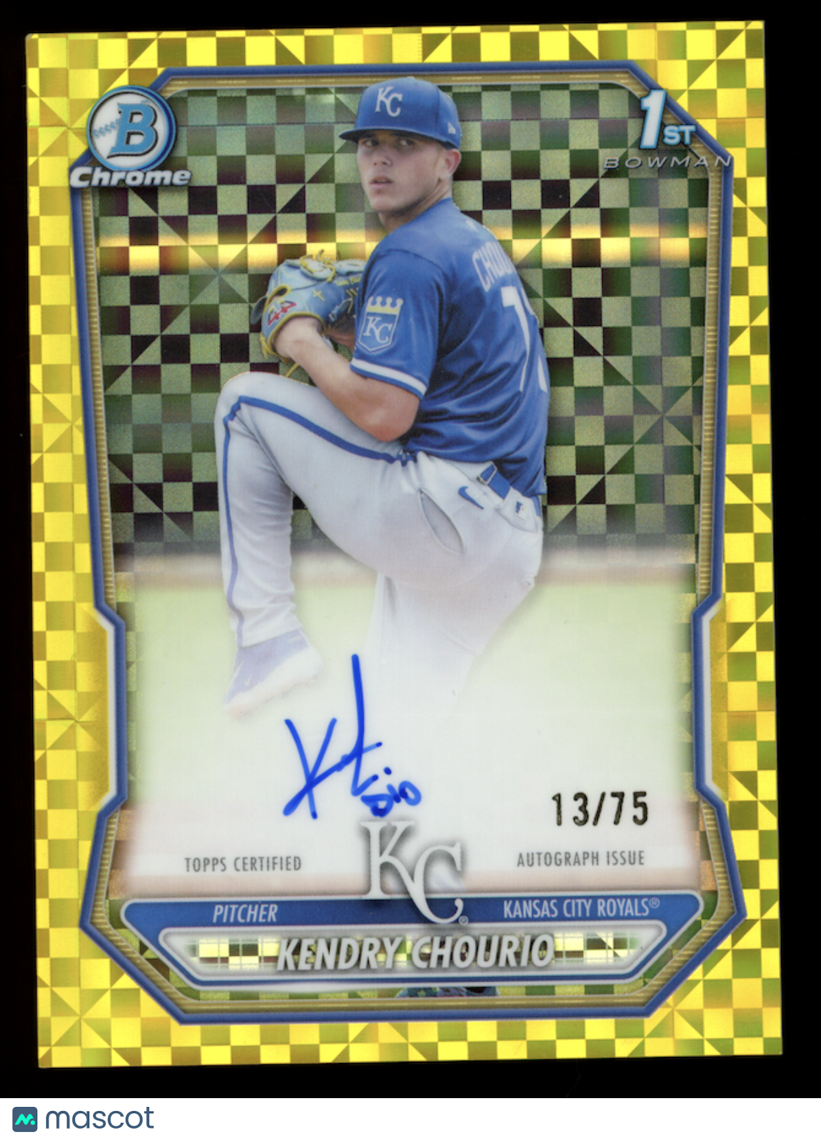 KENDRY CHOURIO 2026 Bowman Chrome 1st Prospect Auto Yellow X-Fractor /75 #CPA-KC