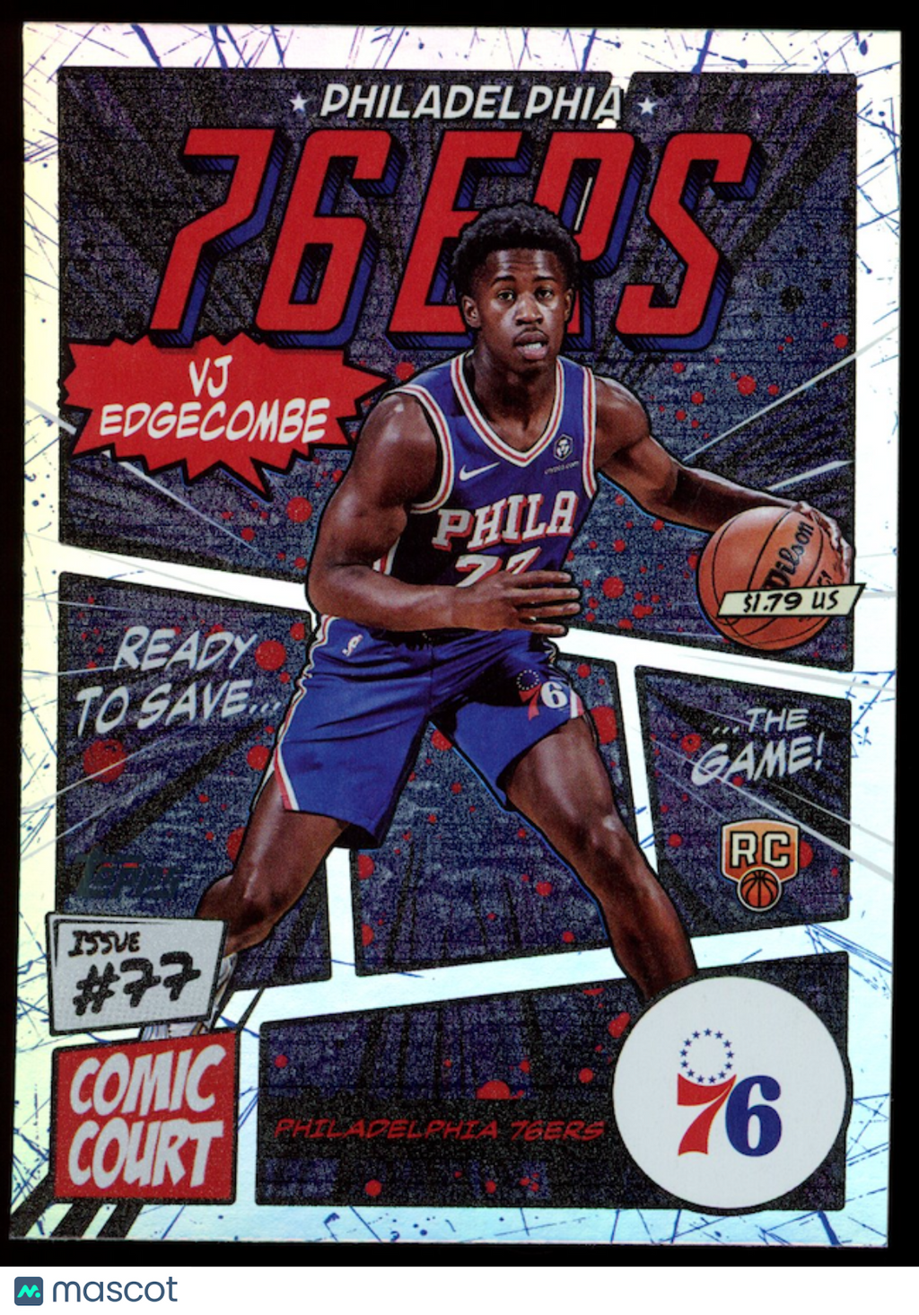 VJ EDGECOMBE 2025-26 Topps Comic Court Rookie Case Hit SSP #CC-18 76ers